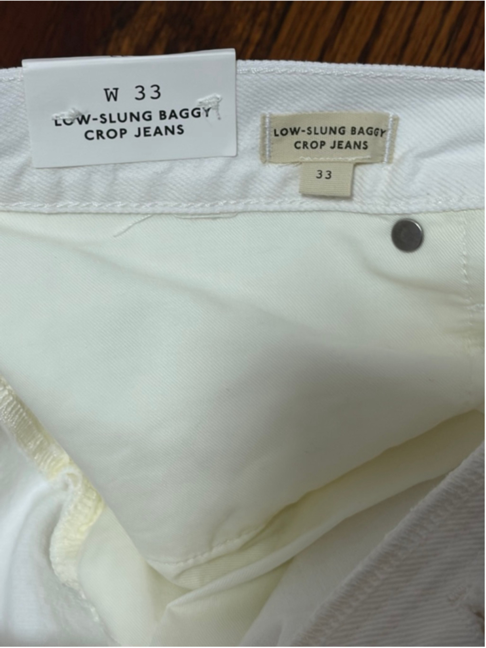 NWT Madewell Low-Slung Baggy Crop size 33 in white NU173 - Picture 8 of 9